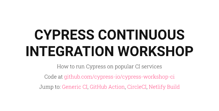 Cypress on CI workshop